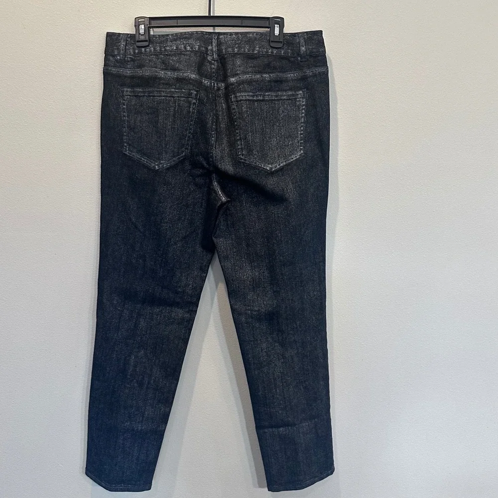 Skye's the Limit‎ Women's Black Shiny Denim Jeans Sz 14 Cowgirl Straight Leg